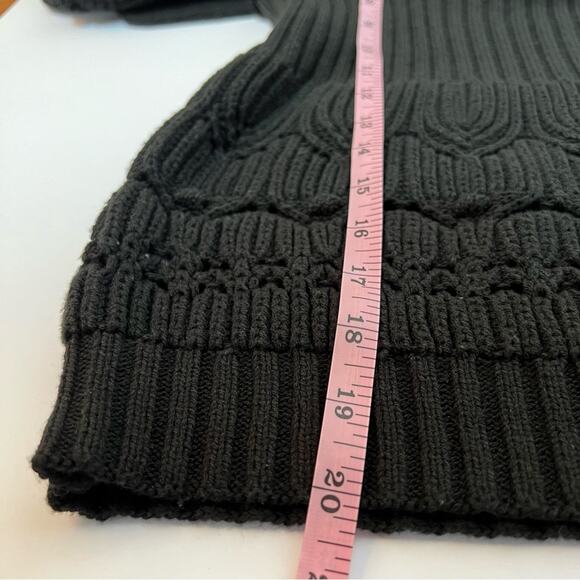 Entro Chunky Cable Knit Puff Ruffle Sleeve Square Neck Sweater Top Black Large - Picture 11 of 11